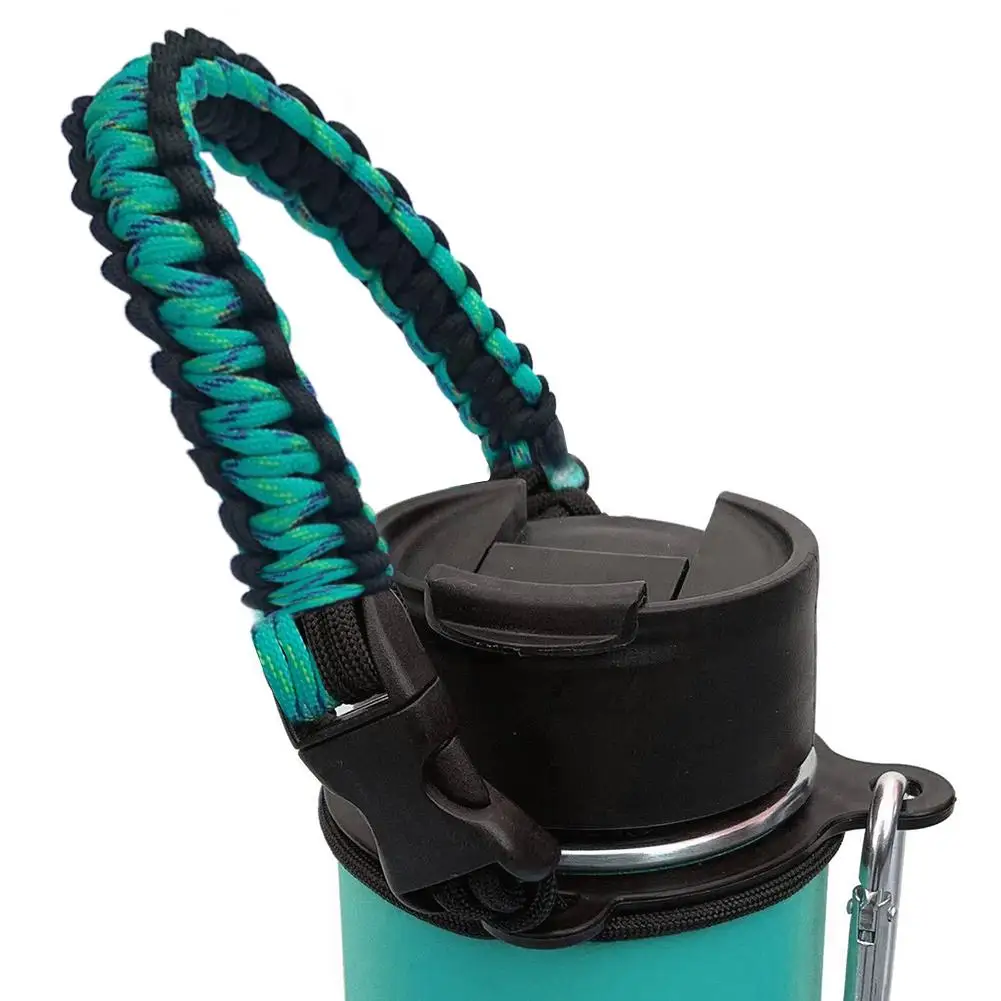 Открытый Пешие прогулки велосипед бутылка для воды подстаканник Paracord ручка ремень шнур веревки безопасности для гидро склянки и бутылки широкий рот