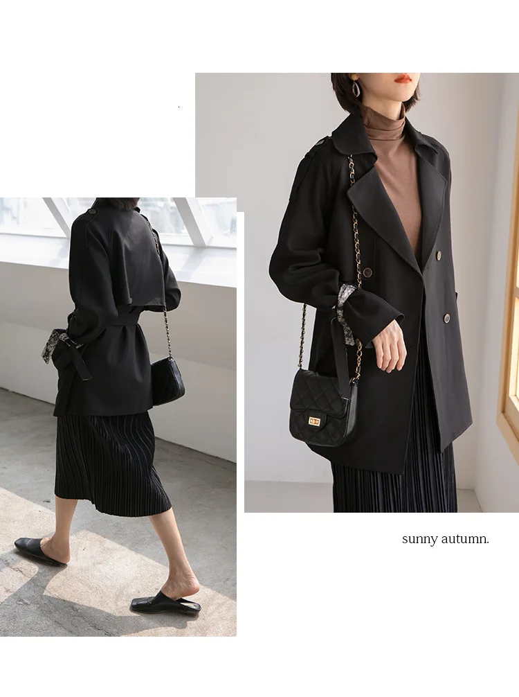 TVVOVVIN осенние однотонные Цвет в сдержанном стиле; двойная защита от ветра строки пряжки прямо, канистра Chalaza короткая ветровка Женская ZX167