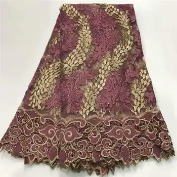 

Lavender Dubai Swiss Voile African Lace Fabric 2019 High Quality Rhinestones African French Tulle Mesh Lace Nigerian Bead Lace