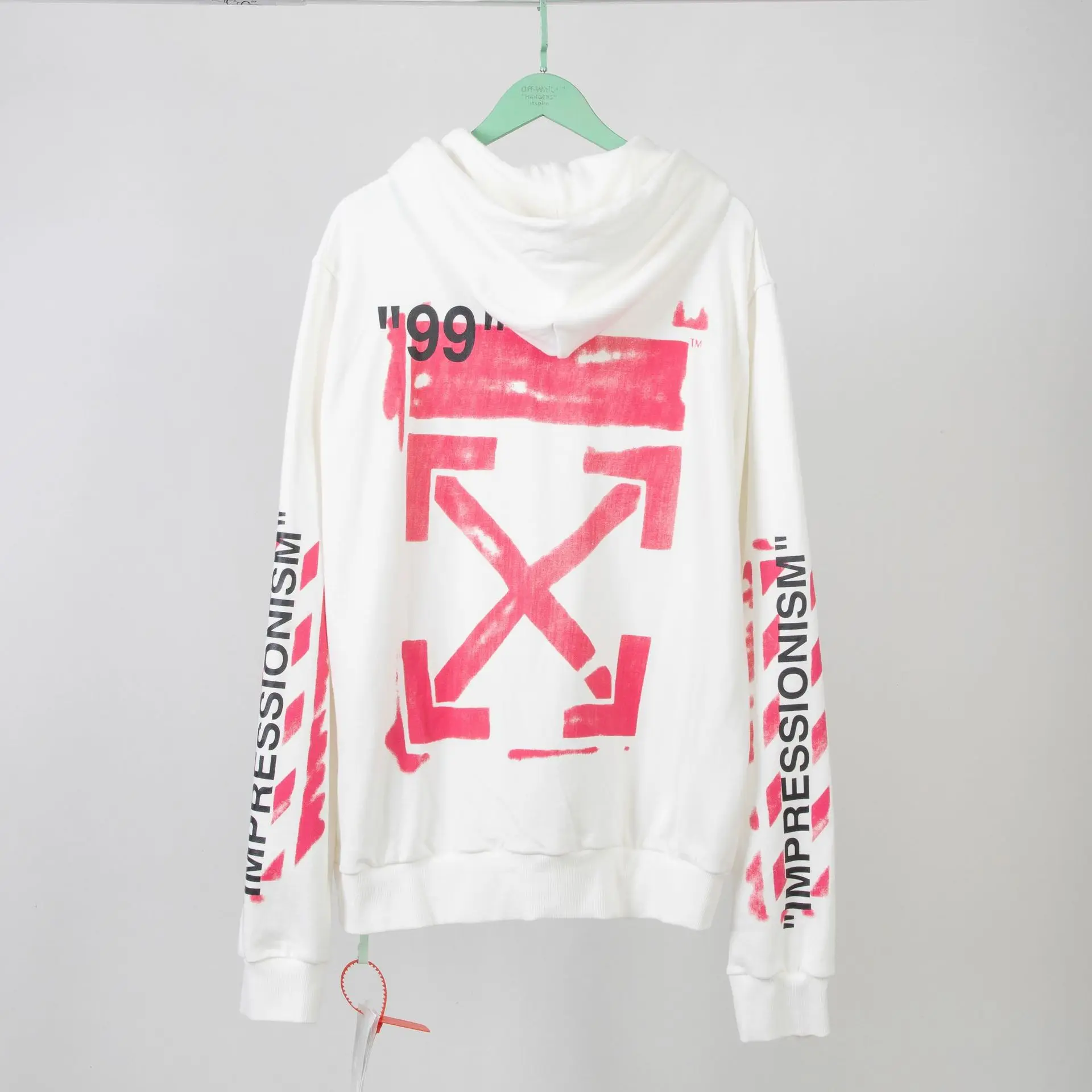 OFF-WHITE OW высокого качества 19SS Весна и лето 99 старый краска мужчины пара свитшот на молнии с капюшоном