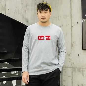 

Fat Brother Big Size Men's Autumn T-shirt Fat Long-Sleeved Korean-Style Loose Plus-sized Lard-Bucket Base T-shirt