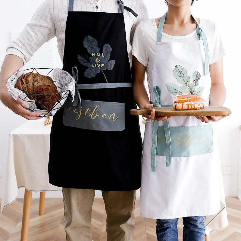 New Brief Nordic wind 100% cotton apron Coffee shops and restaurant work apron kitchen cooking Baking aprons for woman man bib