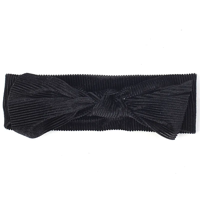 Ribbed Kids Velvet Bow Children's Hair Band For 0-3 Years Old Baby Turban Headwrap Elastic Kids Hair Accessories - Цвет: black black