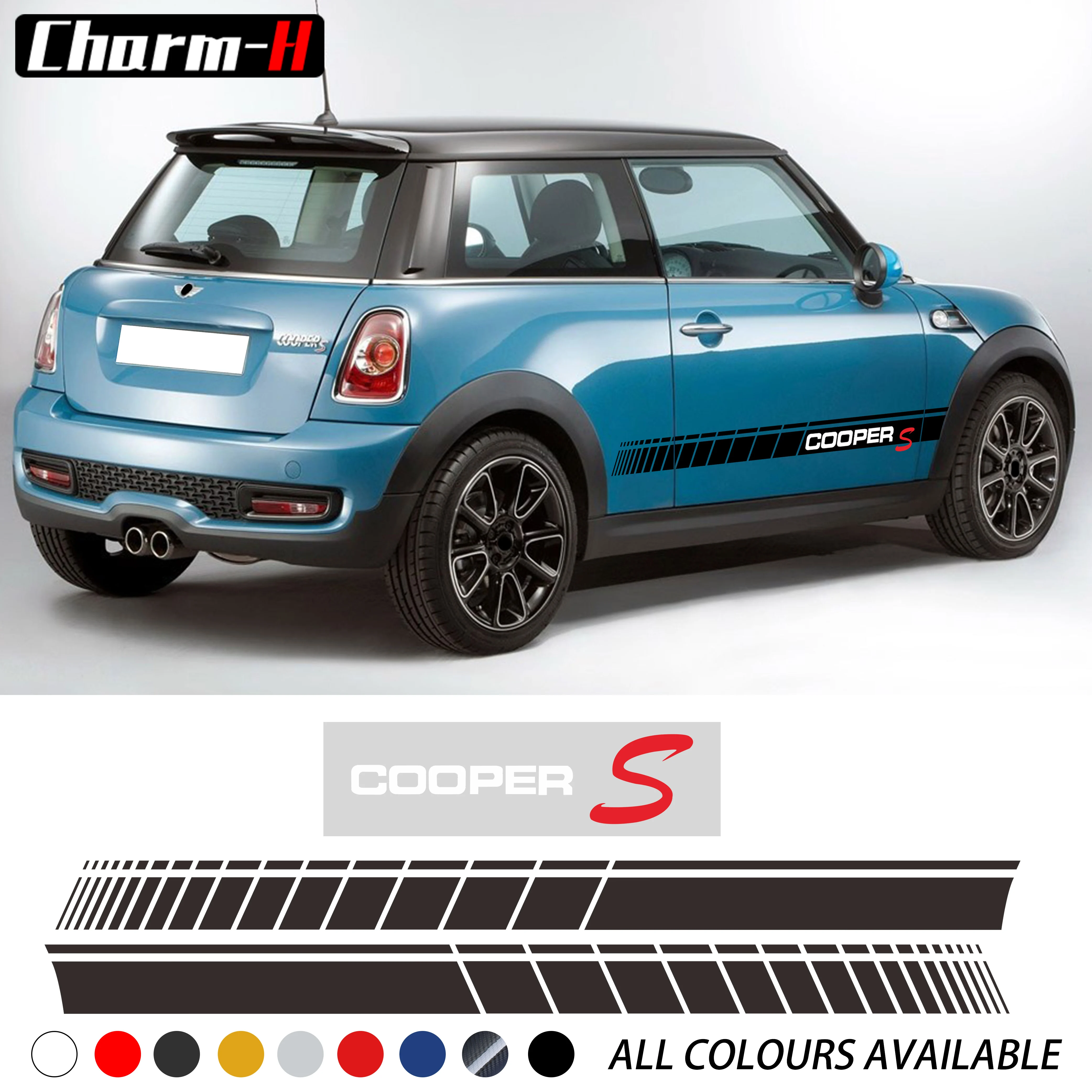 2x JCW Sport Racing Stripes Door Sill Side Skirt Decal For Mini Cooper R56 F56