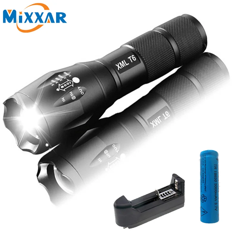5 Models Rechargeable Waterproof Flashlight T6 LED Lamp Light Torch Zoom 18650
