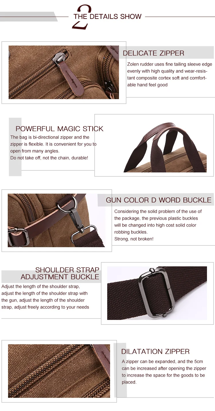 High quality and large capacity outdoor luggage canvas men hand bag