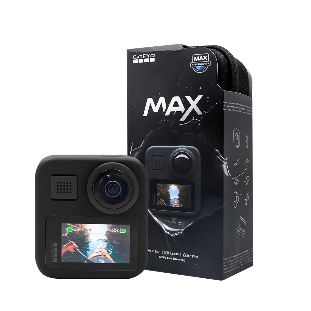 New GoPro MAX 360 Action Camera with Touch Screen Spherical 5.6K30 HD Video 16.6MP 360 Photos 1080p Live Streaming Stabilization