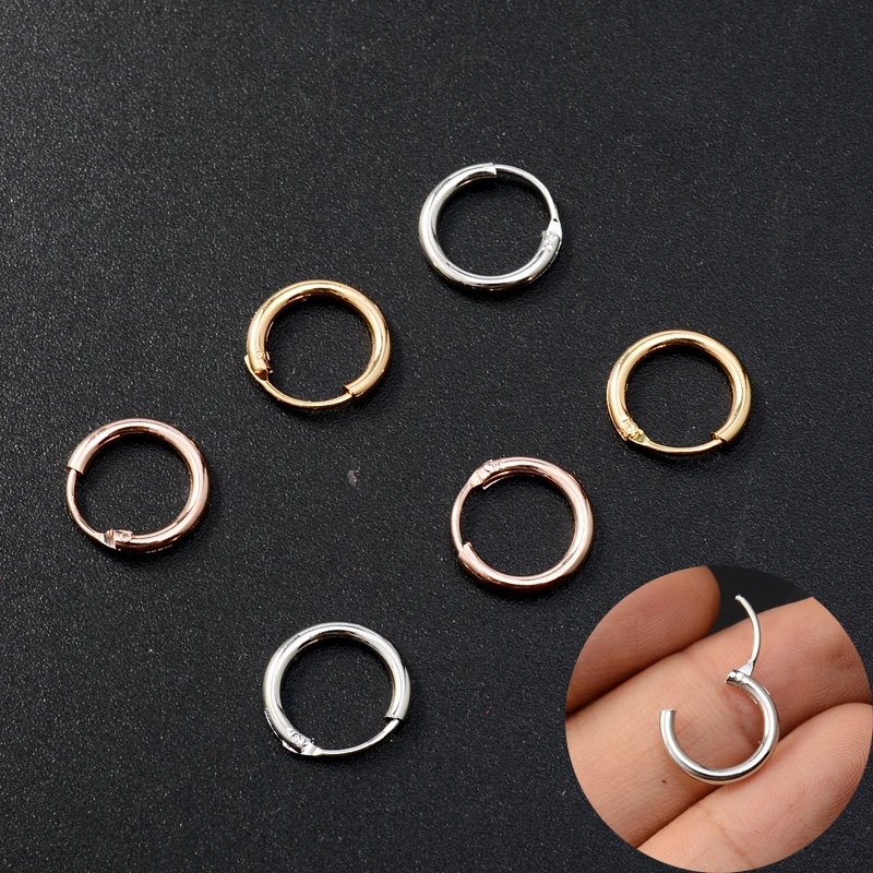 8mm Huggie Hoop Earrings for Women Men Earings Girls Circle Gold Color Cartilage Earring Loop Helix Conch Lobe Ear Nose 1 pcs
