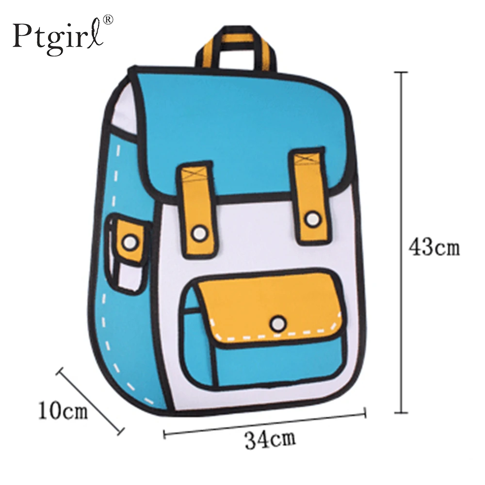 3D прыжок стиль 2D рисунок мультяшный бумажный пакет Комикс Рюкзак Ptgirl модные милые студенческие сумки унисекс Bolos mochila escolar