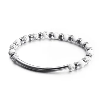 

Fashion Female Bracelets Color Stainless Steel White Beads Bracelets Jewelry