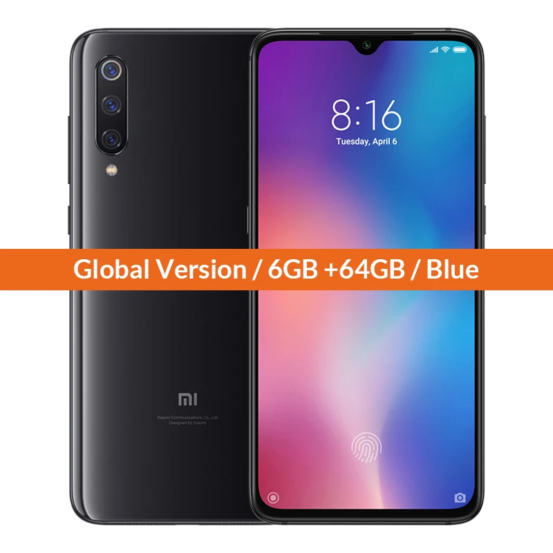 Черный Глобальная версия Xiaomi mi 9 mi 9 6GB 64GB 48MP Тройная камера Snapdragon 855 6,39 ''мобильный телефон с дисплеем отпечатков пальцев - Цвет: Черный
