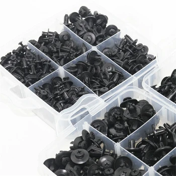

Push Rivet Pin Panel Moulding Clip Black 22 types Set 635pcs Auto Body