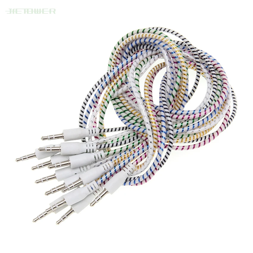 3 5mm Audio Cable Plastic ring 3 5 jack to jack aux cord 1m Headphone Speaker AUX Cable for iphone 5 6 samsung Car MP3 300pcs