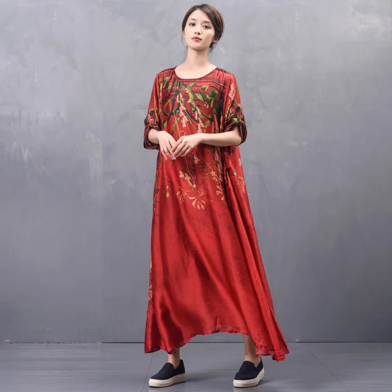 red silk floral dresses women 2020 summer long casual office work beach boho party dress plus size fashion loose dropship red silk floral dresses women 2020 summer long casual office work beach boho party dress plus size fashion loose dropship