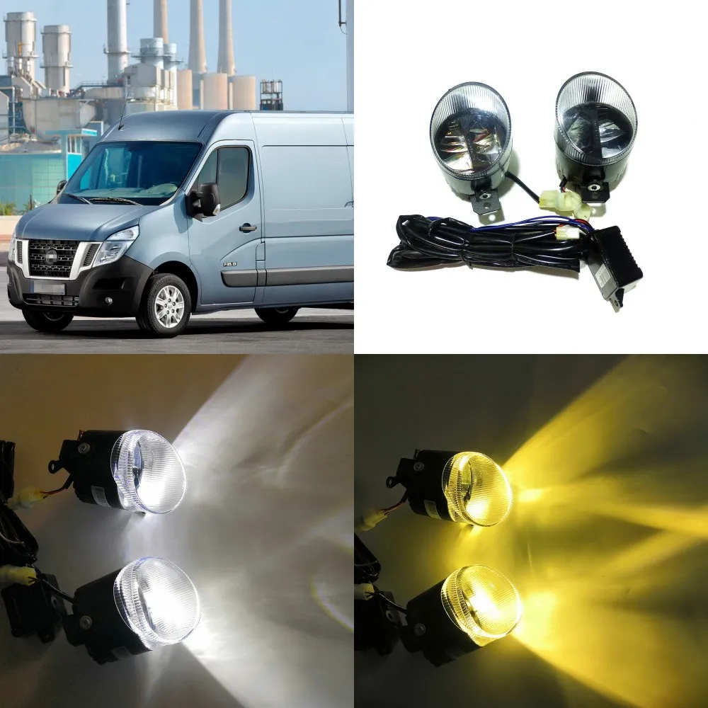 

July King 24W Bifocal Fog Lamp Case for Nissan NV400 2011+, 6000K Daytime Running Light DRL + 6000K High Beam + 4300K Low Beam