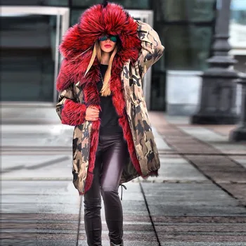 

Winter Jacket Women Parkas Plus Size 2xl Long Coat Europe and America Female Velvet Thicken Faux Fur Pocket Warm Padded Outwear