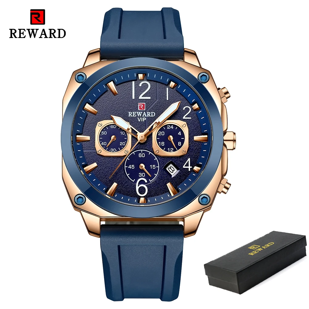 2022 New REWARD Mens Watches Top Luxury Brand Chronograph Waterproof Military Men Quartz Sport Wristwatch+Box Relogio Masculino 