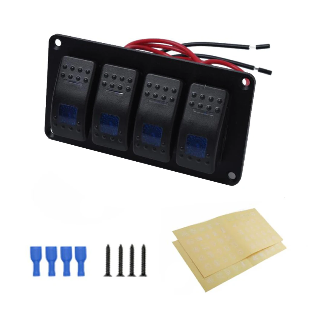 DC 12 V-24 V Автомобильная лодка модифицированный 4 банды вкл/выкл кулисный переключатель 5P W/наклейки синий/оранжевый/красный/зеленый светодиодный - Цвет: Синий