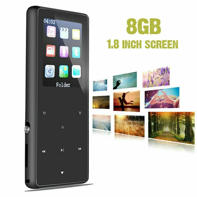 Portable Bluetooth Mp3 Music Player With Fm Speaker Hi-Fi Lossless Up To 128Gb(Silver