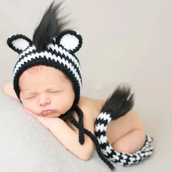 

Baby Hats Kids Infant 1Set Newborn Photography Baby Cute Striped Wrap Prop Outfits Newborn Photography Props bonnet enfant
