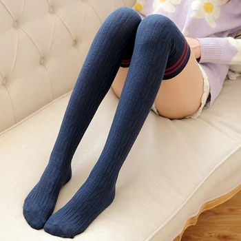 

1 Pair Striped Sexy Socks Knitting Over Knee Fashion Long Cotton Blend Women Stockings Elastic Soft Warm Thigh High Student