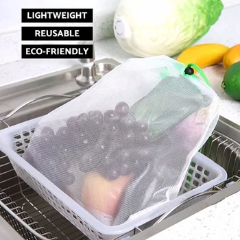 

60Pcs Reusable Mesh Produce Bags Washable Bags for Grocery Shopping Storage Fruit Vegetable Toys Sundries Organizer Storage Bag