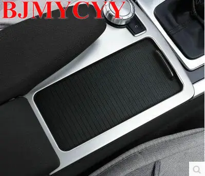BJMYCYY нержавеющая сталь автомобильная консоль переключения передач наклейка полосы для Mercedes Benz C class W204 2008-14 рамка держателя стакана воды