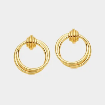 

Hoop big earrings decorated face European and American simple wind cross wound copper new products