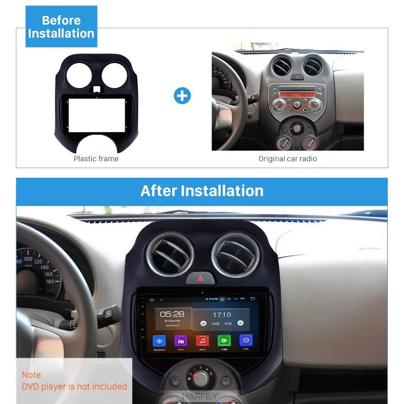 Рамка 2DIN Harfey для NISSAN MARCH 2010 рамка автомобильной радиосистемы панели приборной