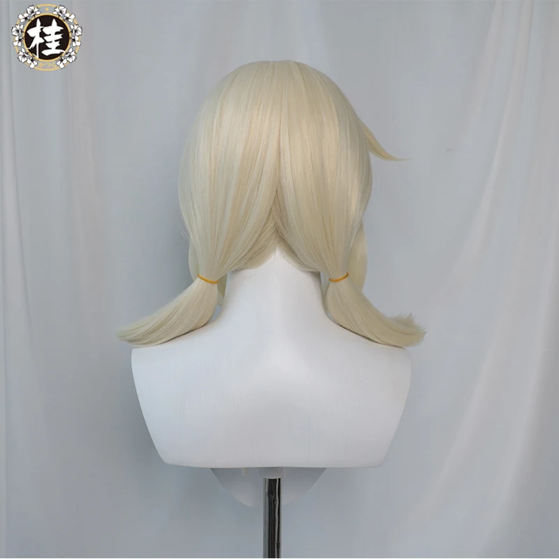 UWOWO Game Genshin Impact Klee Fleeing Sunlight Cosplay Wig Spark Knight Red Burny Girl 40cm Cream gold Twin tail Hair