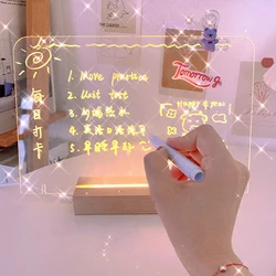 Panneau de notes en acrylique Transparent USB, 2021, panneau de Message créatif avec support en bois, lampe LED, bloc notes pour le quotidien, rappel 