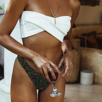 

Women Sexy Push-Up Padded Bra Splice Shining Bikini Set Swimsuit biquinis feminino 2019 mujer bathing suit women monokini mayo