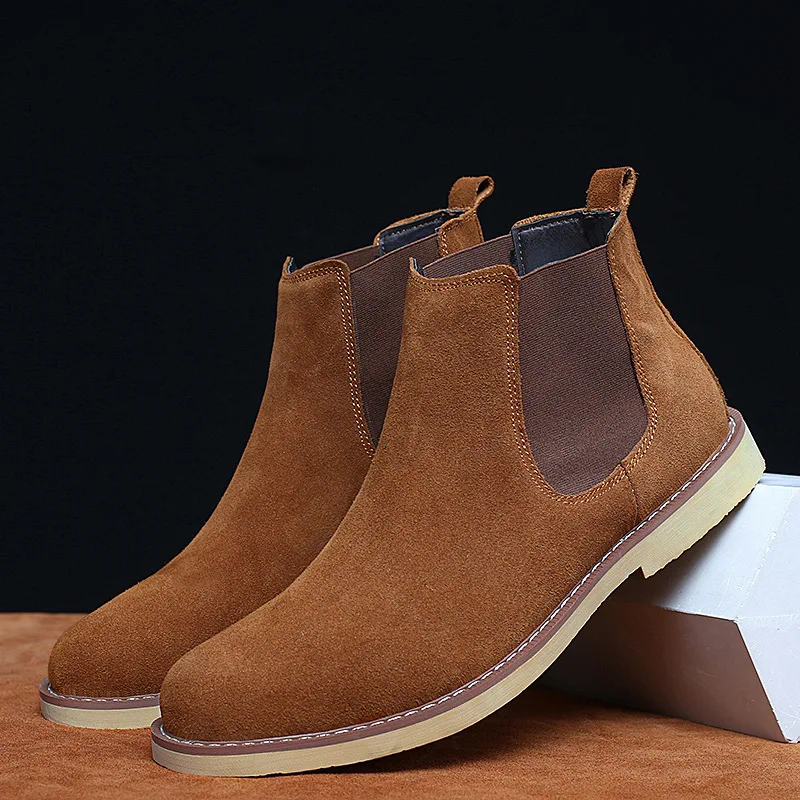 Men Boots Luxury Spring/Winter Elegant Chelsea Boots Men Cow Suede Leather Lovers' Casual Shoes Plus Size 47 Zapatillas Hombregy