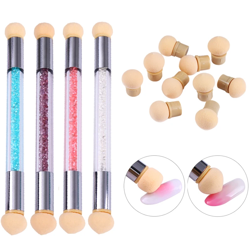 

Dual-ended Gradient Nail Brush Replaceable Sponge Heads for Glitter Powder Sponge Head Picking Dotting Pen Acrylic Nail Art Tool