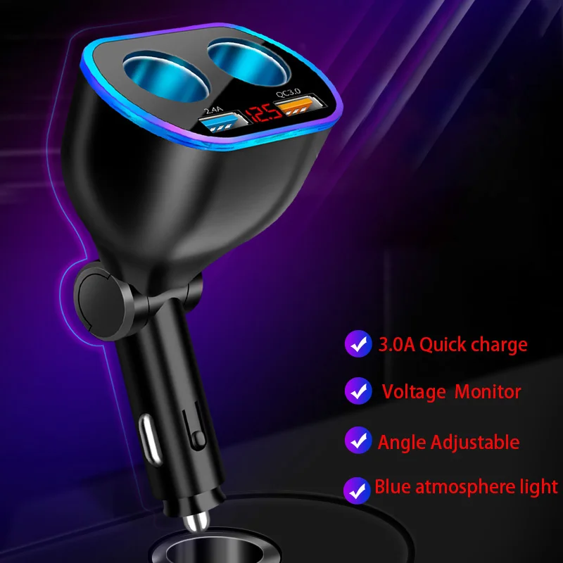 

QC 3.0 Car Cigarette Lighter Socket Plug 12v to 24v LED USB Charger Adapter USB Car Charger For Mobile Phone MP3 DVR Accessories