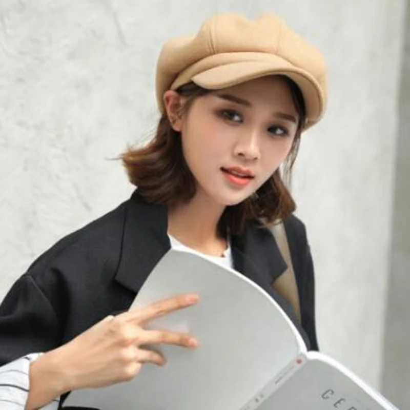 Литературный сплошной цвет берет женский осенний и зимний Корейский вариант японский Дикий Британский ретро шерстяной берет художника