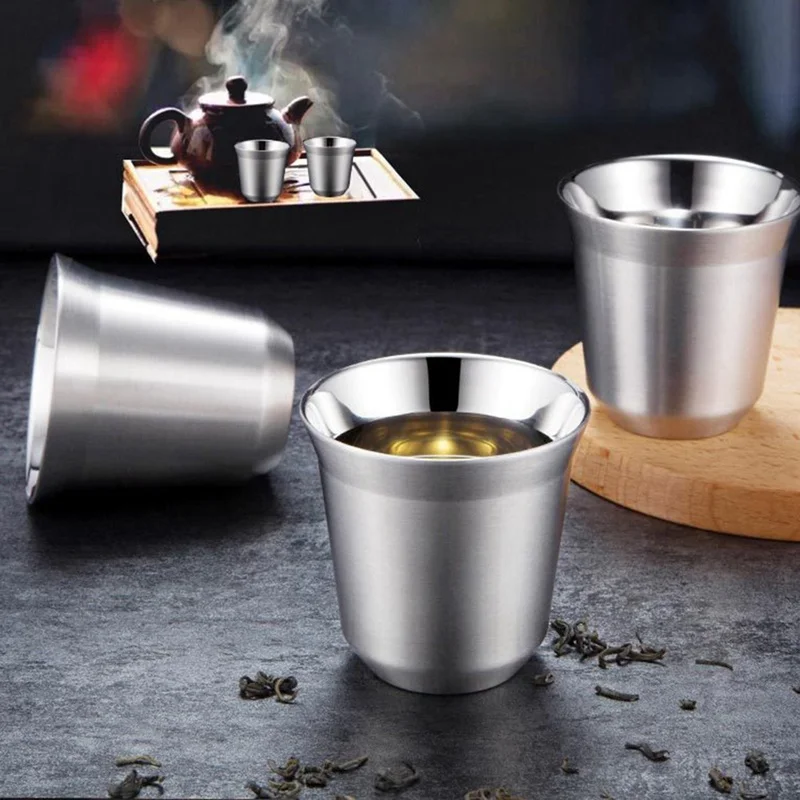 Outdoor Camping Espresso Mug Thickened 304 Stainless Steel Double Wall  Coffee Cup Insulation Tea Cup Insulation Coffee Cup - AliExpress