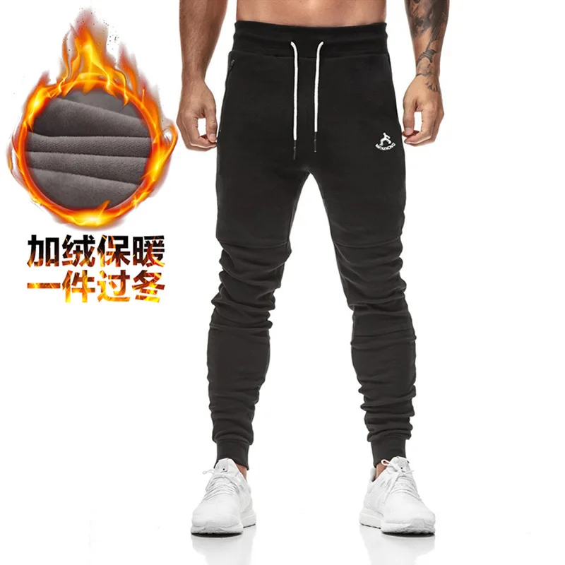 

2018 Muscle Kid Brother Fitness Autumn And Winter plus Velvet Casual Pants Sports Slim Fit Skinny Pants Trend Elasticity Warm