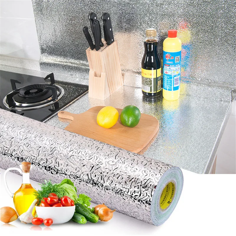 Водостойкие масляные наклейки из алюминиевой фольги 40x100 см для кухни плиты шкафа