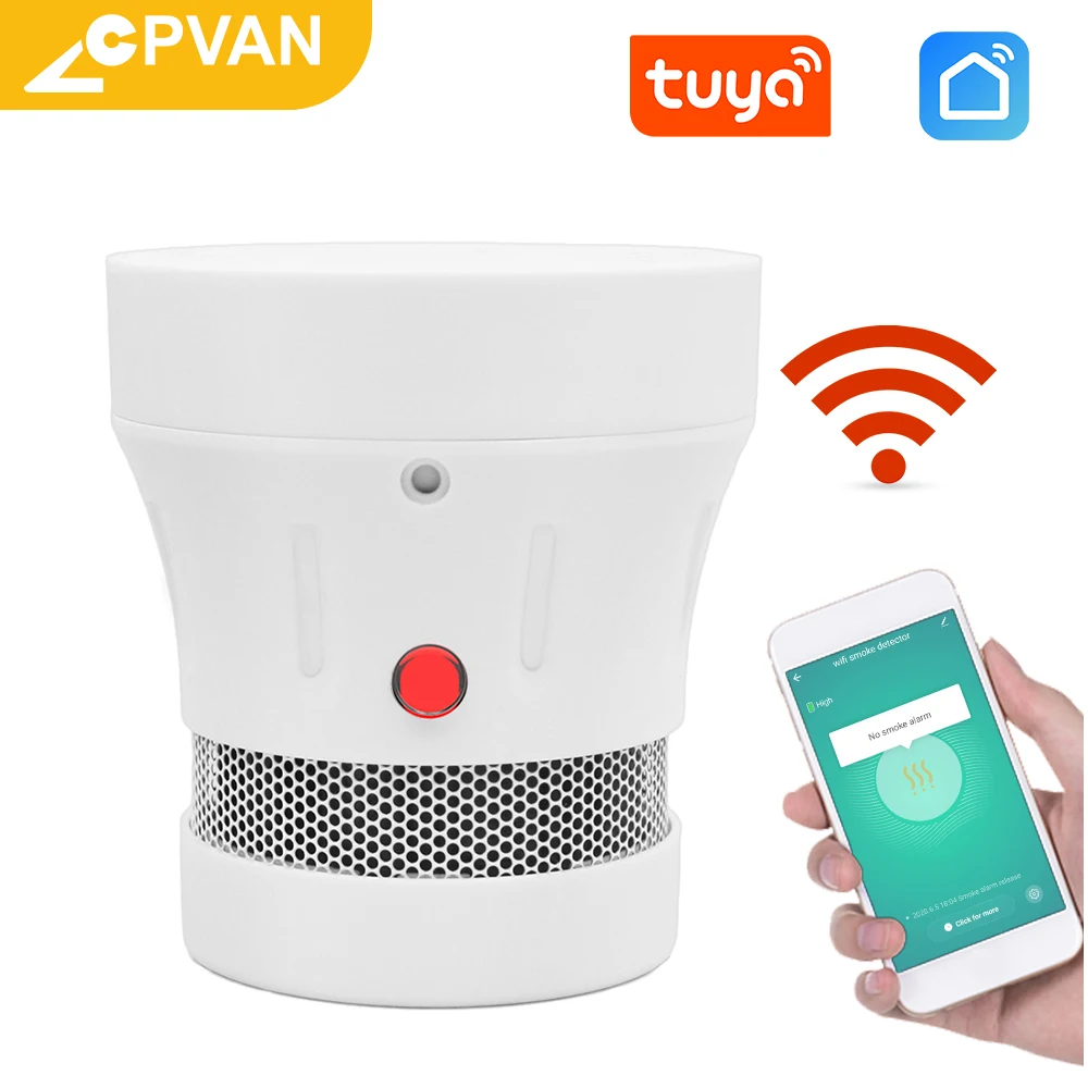 Cpvan Wifi Rilevatore Di Fumo Tuya App Controllo Allarme Antincendio Rilevatore Sensibile Per Rilevatore Di Sicurezza Domestica Sensore Protezione Ant