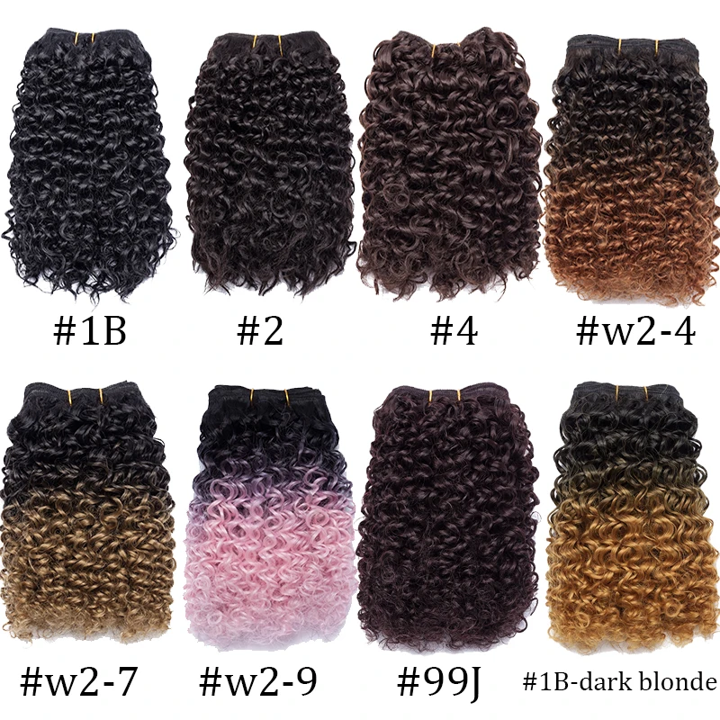 BENEHAIR Synthetic Ombre Kinky Curly Hair Bundles Heat Resistant Fiber Hair Weave Fake For Black Women Black Brown Pink
