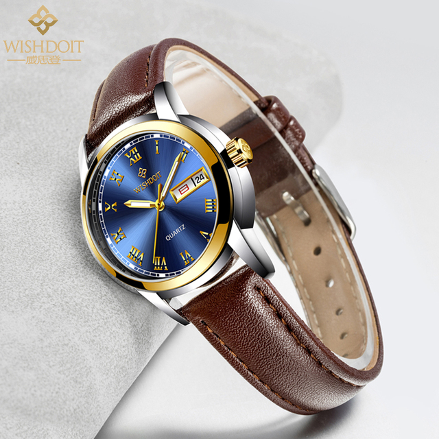 Ladies Business Watches Waterproof Luminous Calendar Classic Quartz Clock Leather and Stainless Steel Girl Watch