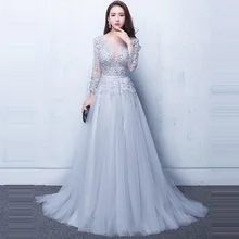 Вечернее платье три четверти Иллюзия спинки кружево халат De Soiree цветы элегантный пол длина вечерние платья LX048