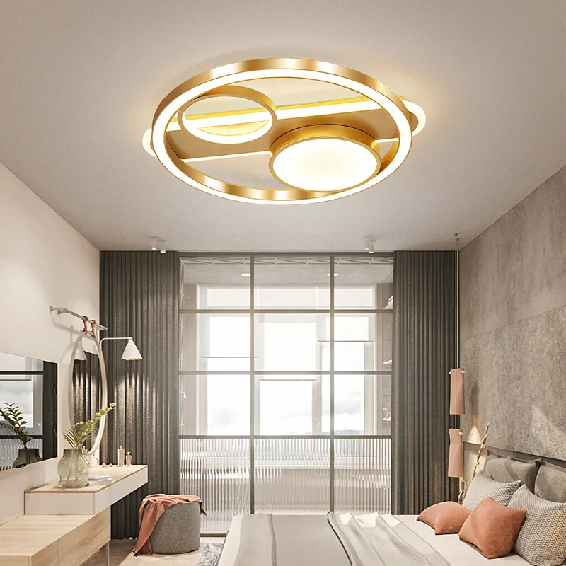 

Brushed Gold Modern led Chandelier for living room study room bedroom Dia450/600mm 110V 220V Ceiling Chandelier Fixtures