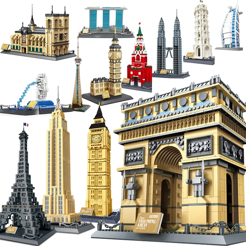 

Compatible Legoed Architecture London Paris Eiffel Tower Taj Mahal sets City capitol eiffel building kits bricks blocks WanGe