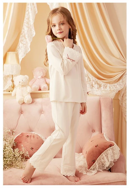 Camicia Da Notte Bambina In Cotone - Maniche Lunghe, Bianca, Taglie 90-150cm, Perfetta Per Pigiama Party