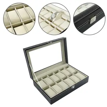 

Watch Box 12 slots PU leather Jewelry Watch Box case Elegant Wrist Watch Present Gift Box Case Display Storage Organizer HOT