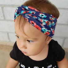Весна, стиль, европейский и американский стиль, Детские аксессуары для волос, с цветочным принтом, Вязаная хлопковая ткань, лента для волос