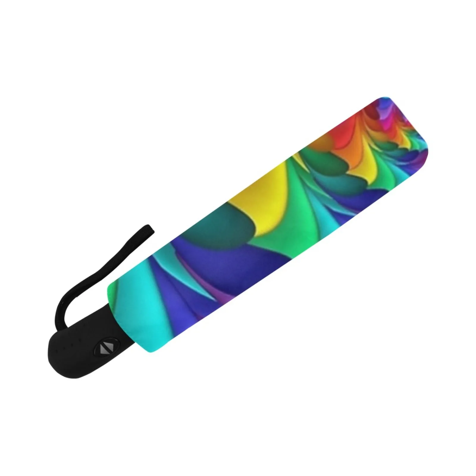 Psychedelic Rainbow Umbrella Automatic Tri Fold Compact UV Protection Foldable Travel Umbrella For Women
