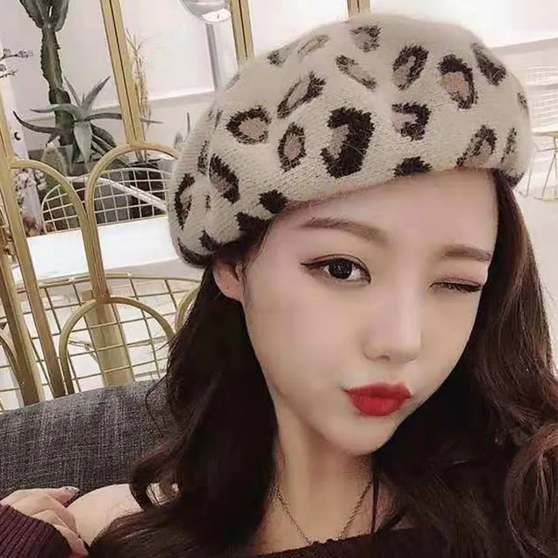 Women Autumn Winter Berets Leopard 